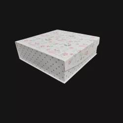 DÍSZDOBOZ VIRÁGOS 23,5X23,5X7,5CM