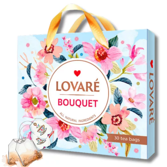LOVARÉ BOUQUET 30DB FILTER VÁLOGATÁS FEKETE ÉS ZÖLD TEA KEVERÉKE,EPER, MANGÓ, VANILIA, PIROS GYÜMÖLCSÖS 52,5G