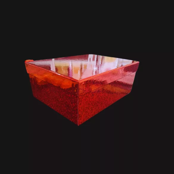 DÍSZDOBOZ PIROS CSILLOGÓ 21,5X16,5X8,4CM